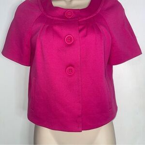 Annn taylor loft petites 0p Baby doll hot pink blazer pleated short sleeve